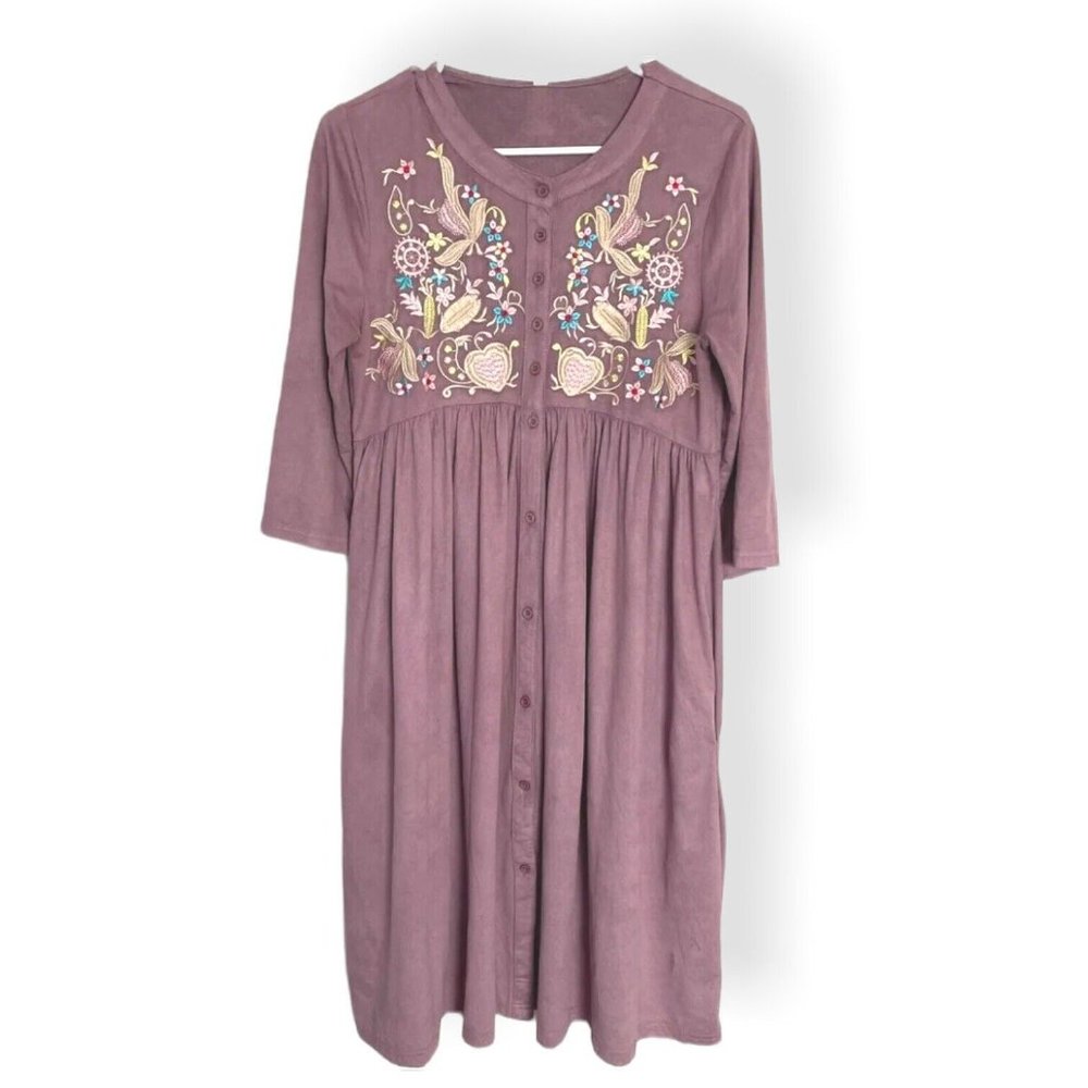 Pink Blush Boho Maternity Dress Women S Purple Floral Velvet Button Midi Peasant